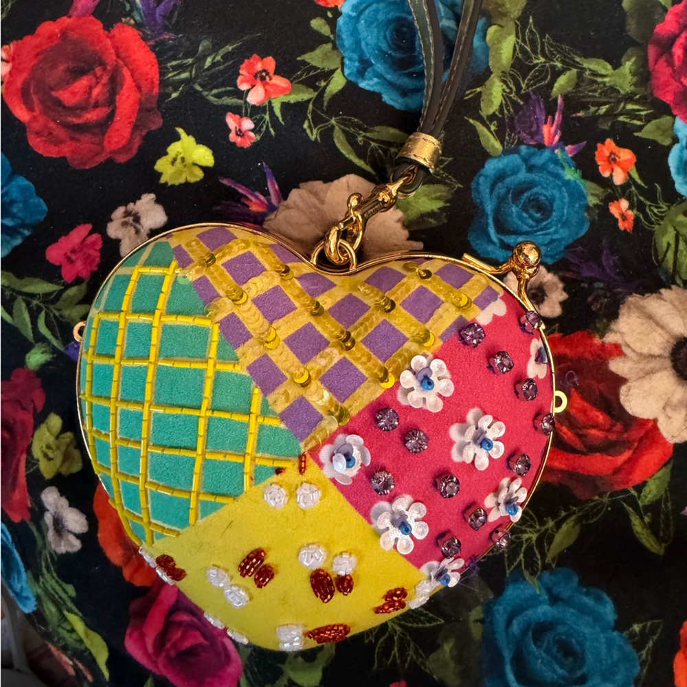 Moschino Couture Colorful Patchwork Heart-Shaped Bag